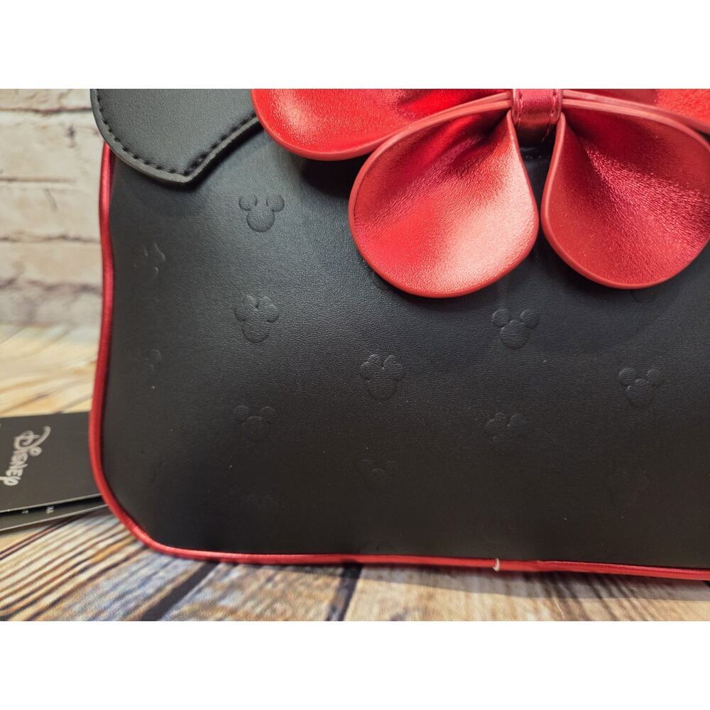 Loungefly Disney Minnie Mouse Metallic Red Bow Ears Crossbody Purse NWT - Picture 2 of 6